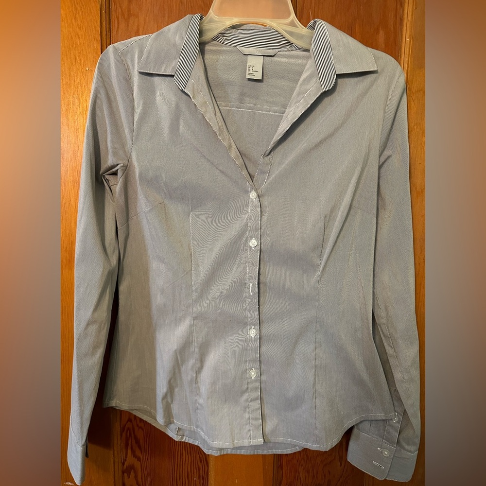 H&M Striped Gray Blouse